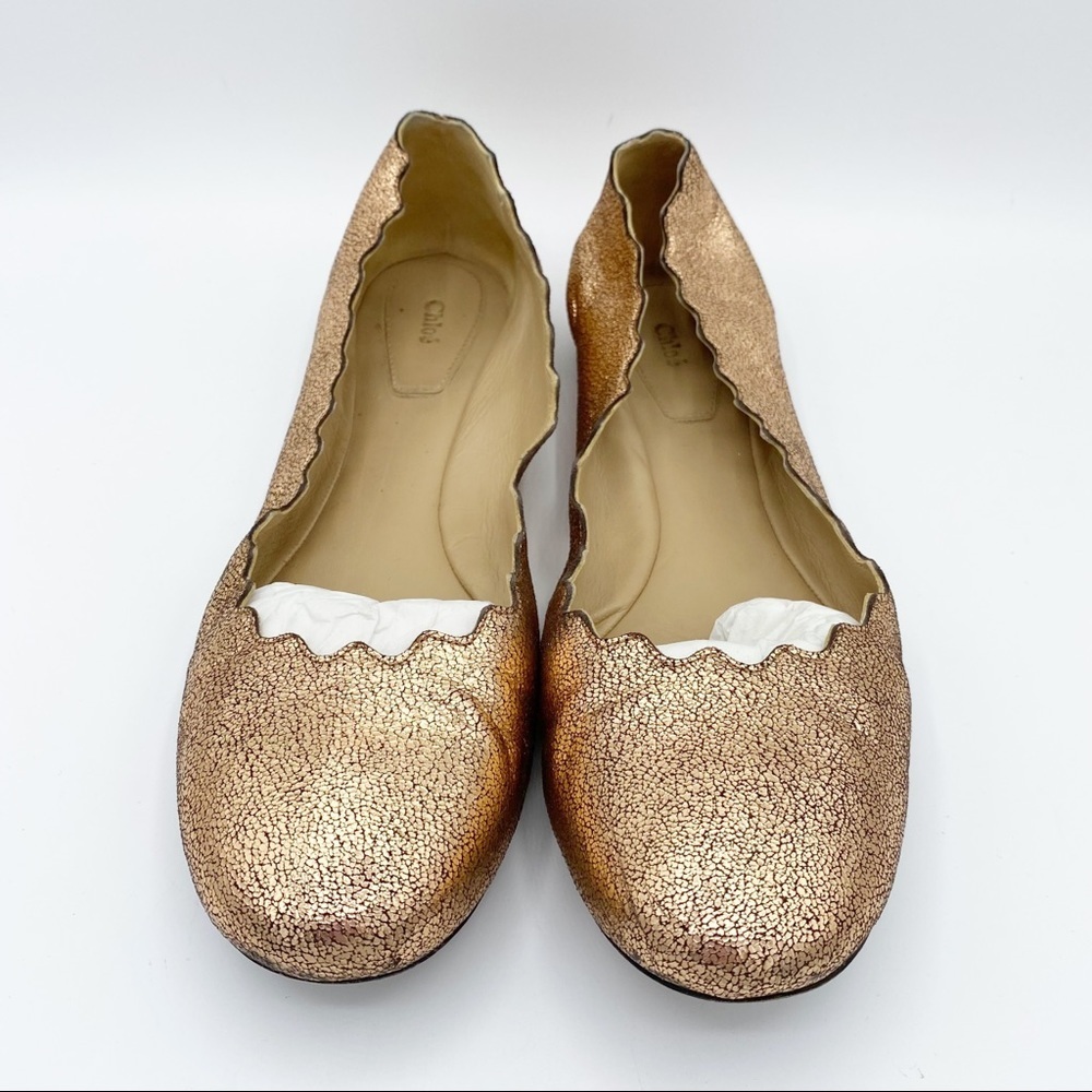 CHLOE Pink Gold Ballerina Flat 39